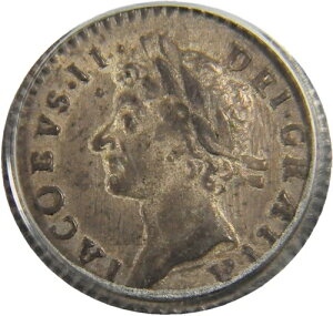 イギリス ジェームズ2世 1685年 シルバーペニー D PCGS AU55 (08-11)