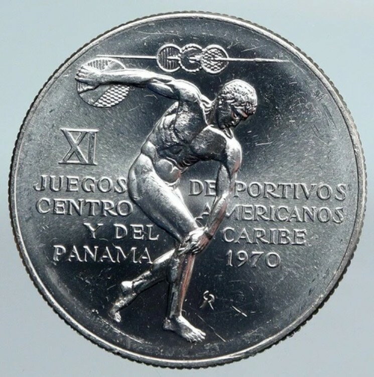 1970年 パナマオリンピック スタイルゲーム ギリシャ 円盤投げ選手 シルバー 5B コイン i90020