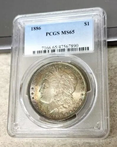 1886年モルガン・ダラー - パステルトーン - MS65 - PCGS - 素晴らしい外観