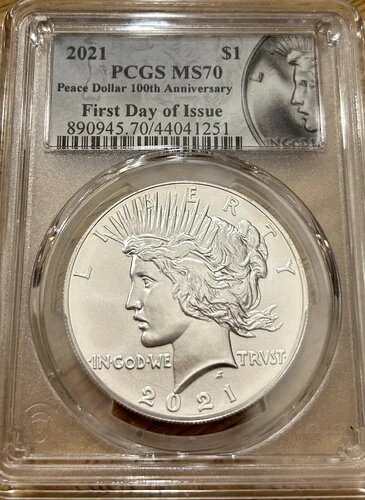 2021-P 1ドル 100周年記念ピースシルバーダラー PCGS MS 70 | FDOI 初日