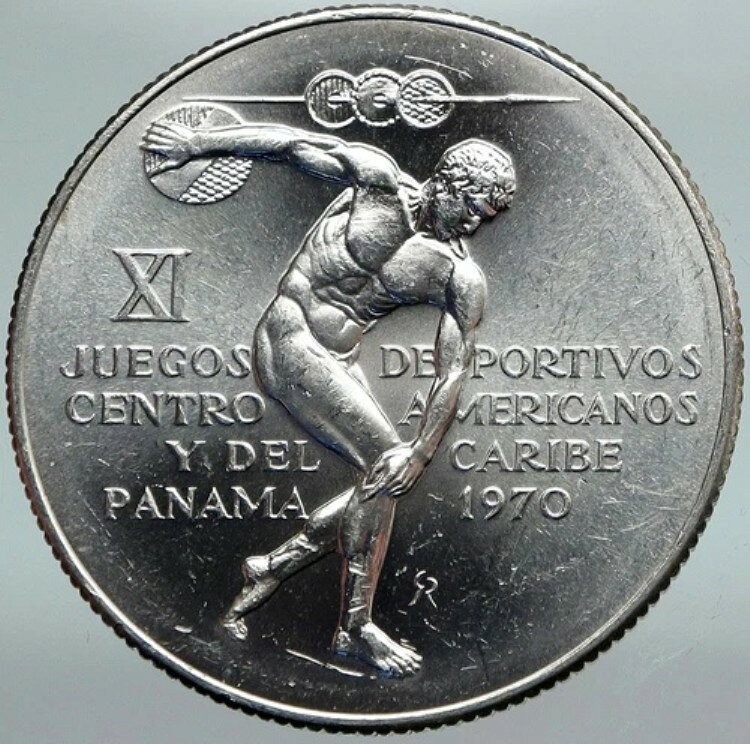 1970年 パナマオリンピック スタイルゲーム ギリシャ 円盤投げ選手 シルバー 5B コイン i88264