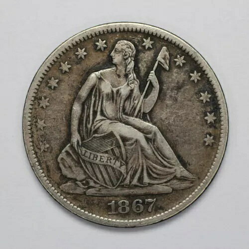 1867年 S 着席自由の女神像 シルバー ハーフドル(3)