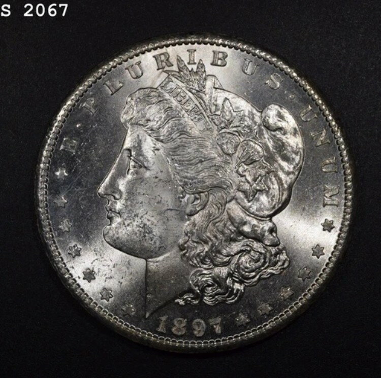 1897-S モルガン銀貨「GEM BU」*1点目以降送料無料*