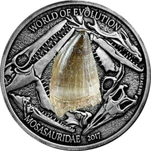 2017 1000 フラン ブルキナファソ World Of Evolution モササウルス科 アンティーク コイン。