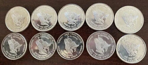 1981年米国検査局サンフランシスコ1オンス.999純銀10枚セット