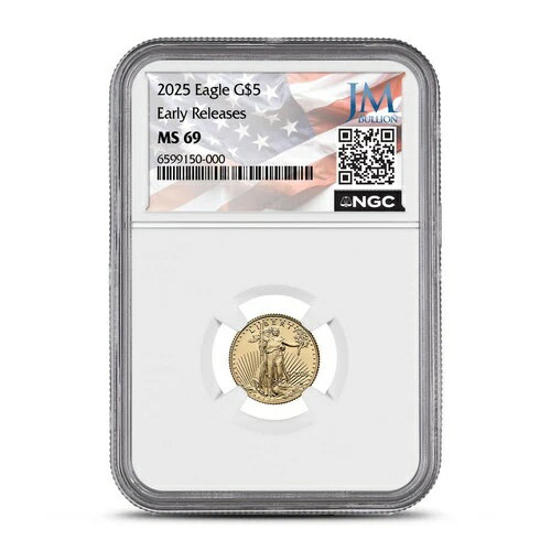 2025年 1/10オンス アメリカンゴールドイーグルコイン NGC MS69 ER - JM Bullion Flag Label