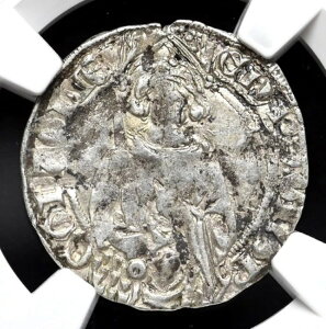 アングロ・ガリア。エドワード黒太子、1362-1372年、シルバー・ハーディ、NGC XF40