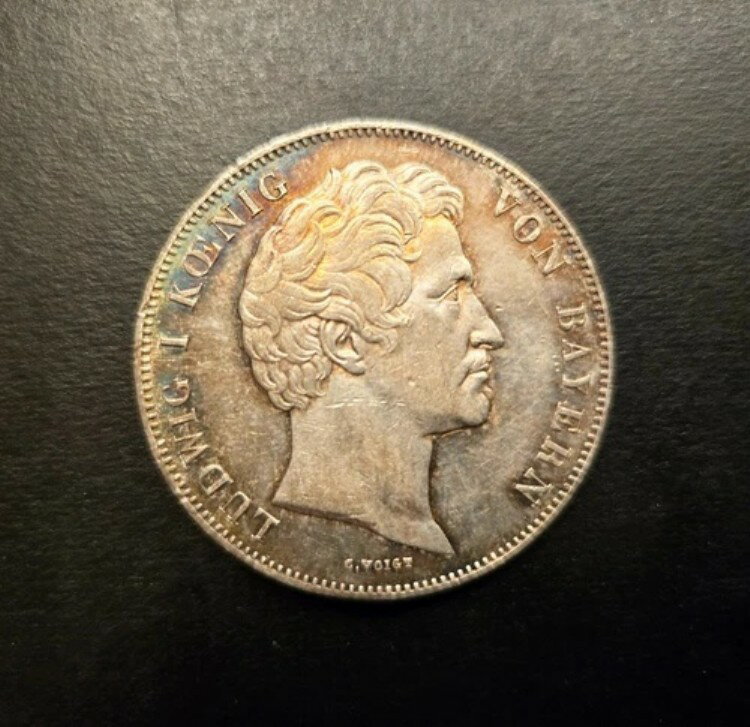 1840年 2ターラー銀貨 AU+ ドイツ諸州 バイエルン国王ルートヴィヒ記念碑 裏面