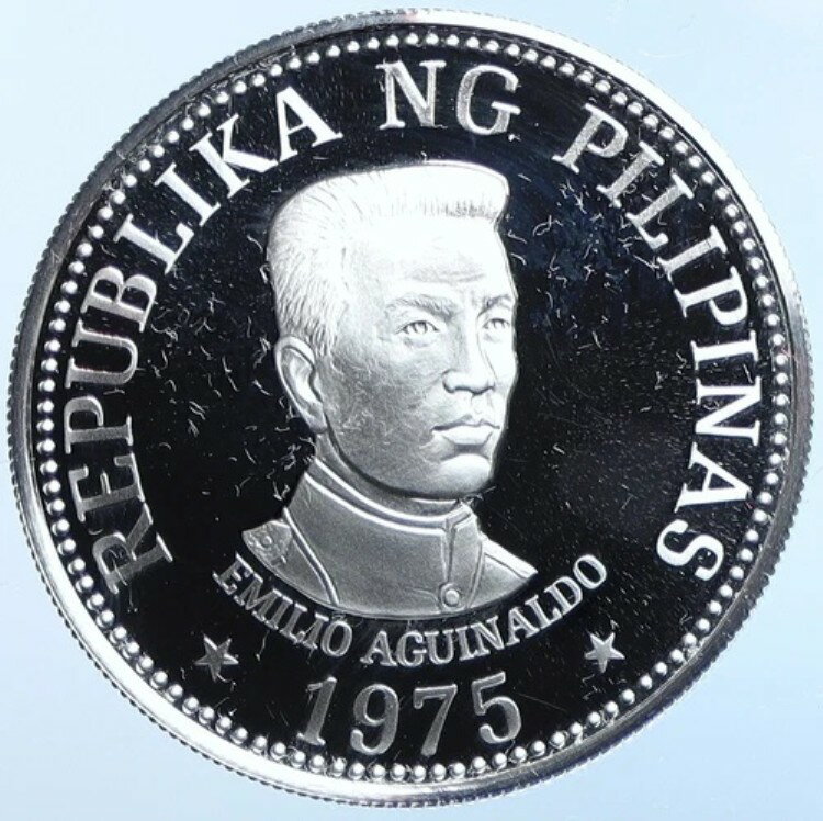 1975年 フィリピン エミリオ・アギナルド ヴィンテージ オールド プルーフ シルバー 25 ピソ コイン i114627