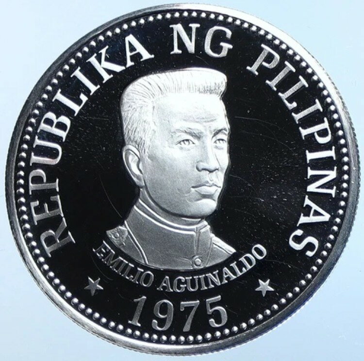 1975年 フィリピン エミリオ・アギナルド ヴィンテージ オールド プルーフ シルバー 25 ピソ コイン i114617
