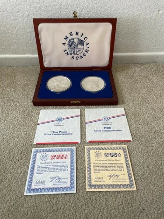 1988年 アメリカ宇宙青年宇宙飛行士メダル 6オンスと12オンス 純銀0.999g