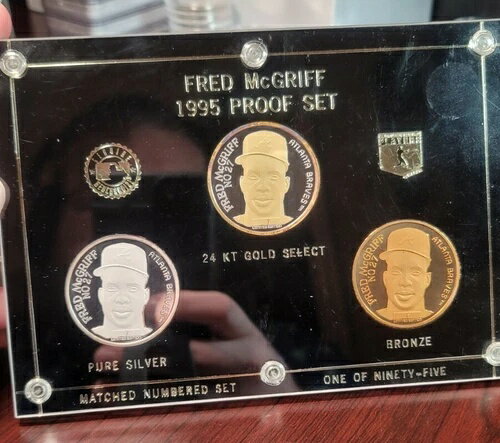 1995年 アトランタ ブレーブス フレッド マグリフ シルバー コイン プルーフ セット 2枚 1オンス シル..