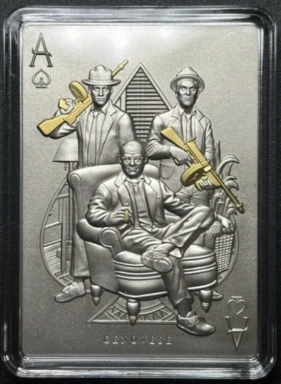 2025年 チャド 五大ファミリー ジェノベーゼ犯罪一家 2オンス 銀メッキコイン