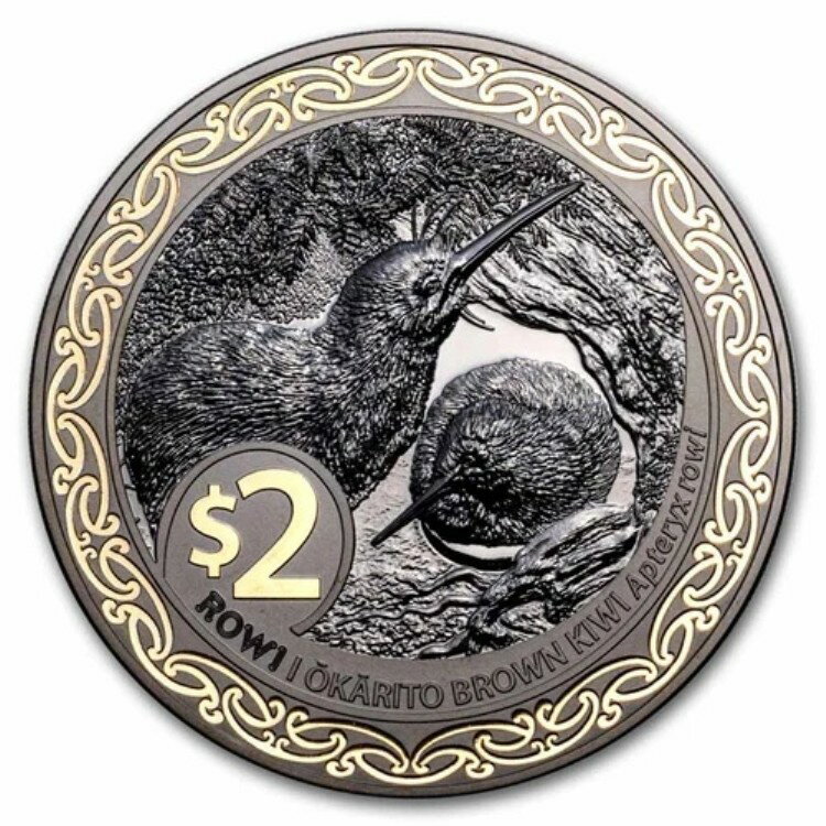 2025年ニュージーランド 2オンス シルバー ブラック プルーフ ロウィ キウイ（箱・品質証明書付き）
