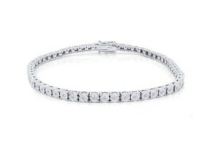 1カラット天然ラウンドダイヤモンドテニスブレスレット(レディース用、925スターリングシルバー)