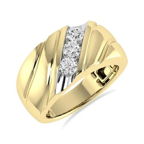 天然ダイヤモンドメンズリング、3/4カラットダイヤモンドメンズ結婚指輪（10Kゴールド）
