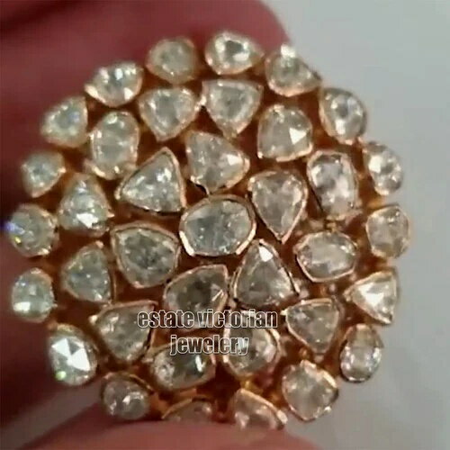 6.80カラット 本物のオールドマインアンティークカットダイヤモンドシルバーヴィンテージカクテルリングジュエリー