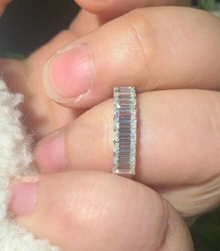 認定1.50TCWホワイトバゲット&ラウンドラボグロウンダイヤモンド14Kホワイトゴールドリング