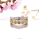 1.9カラット ダイヤモンド ツートン カクテル ウェディングリング 14K ホワイトゴールド ファインジュエリー