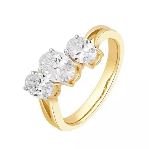 2カラット オーバル ラボグロウン VS-FG ダイヤモンド スリーストーン エンゲージリング シルバー サイズ7