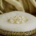 2カラット オーバル ラボグロウン VS ダイヤモンド スリーストーン エンゲージリング スターリングシルバー サイズ 7