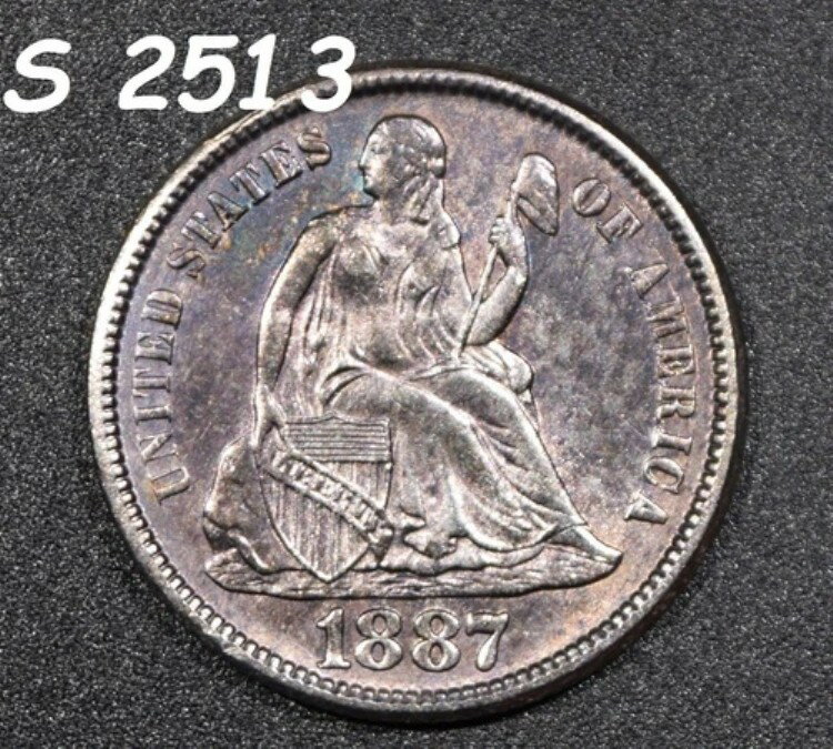 1887年 リバティ・シーテッド・ダイム「VCU BU」 *1点目以降は送料無料*