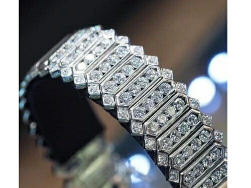 ヴィンテージスタイル メンズブレスレット スターリングシルバー 925 ホワイト ラウンドシェイプ CZ ジュエリー