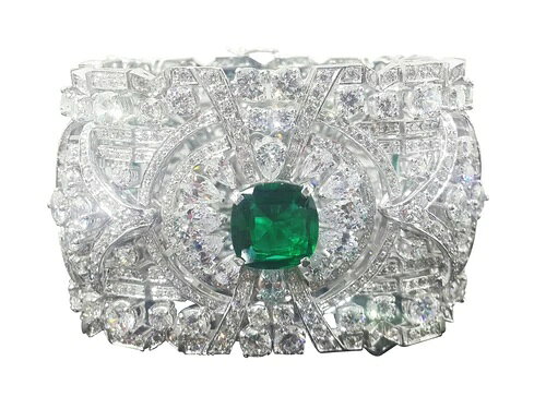 グリーンアッシャー アールデコブレスレット レディース 925スターリングシルバー ステートメントジュエリー