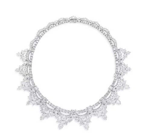 ハンドメイドステートメントレディースネックレス 925スターリングシルバー ホワイトCZ ラウンドシェイプジュエリー