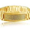 メンズ 14Kゴールド仕上げ カナリア 模造ダイヤモンドブレスレット