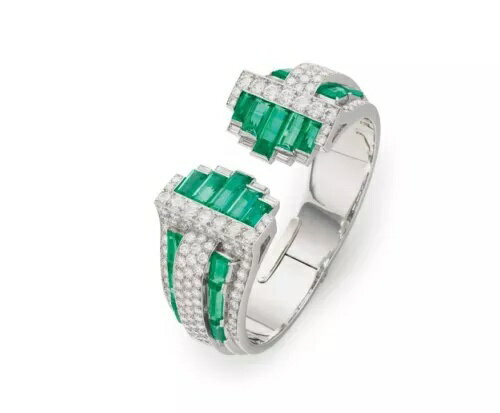 レディース カフブレスレット 925 スターリングシルバー グリーン&ホワイト ラウンドシェイプ CZ ジュエリー