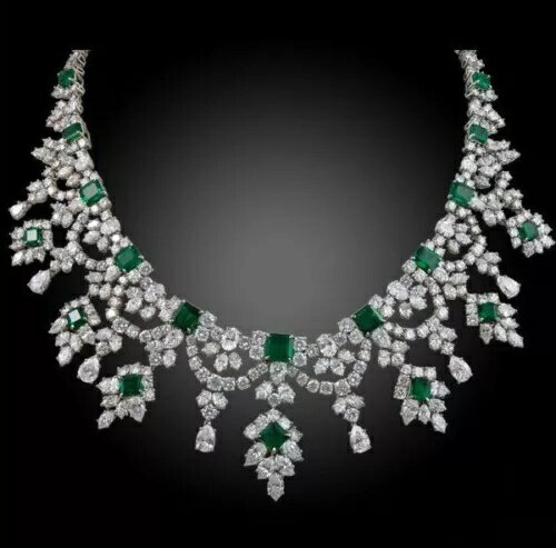 Syn エメラルド ステートメントネックレス レディース 925 スターリングシルバー レッドカーペットジュエリー