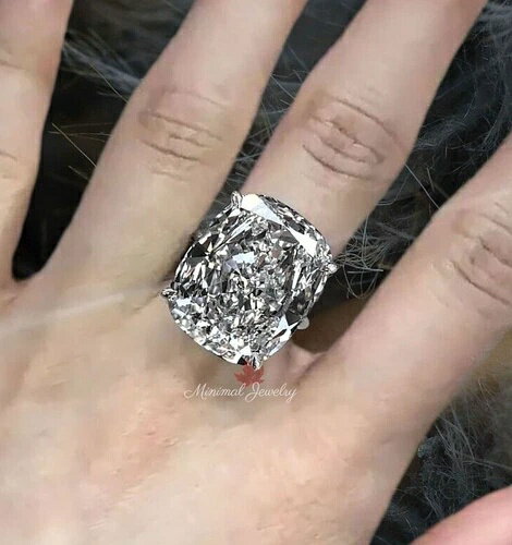 16カラット クッション モアッサナイト エンゲージリング 925シルバー ソリティア ウェディングジュエリー