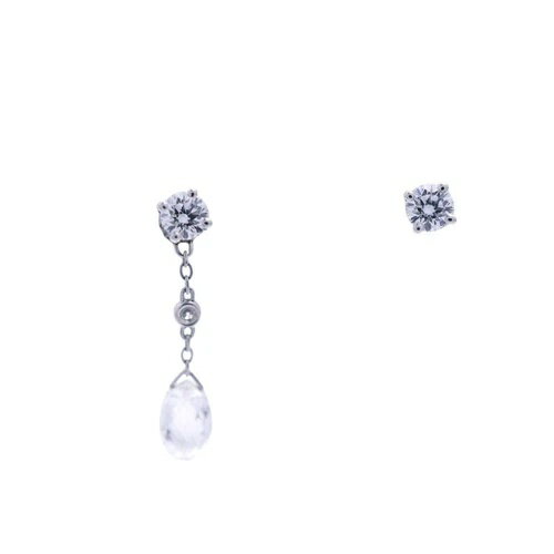 本物 ギメル ブリオレットカット 0.76ct ピアス プラチナ ダイヤモンド/Pt950プラチナ