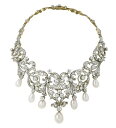 レディース パール ステートメントネックレス 925 スターリングシルバー CZ ホワイト ラウンドジュエリー