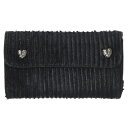CHROME HEARTS WAVE ハートボタンレザーウォレット ブラック シルバー 115052 SS07