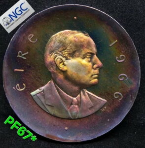 1966年 アイルランド 銀貨 10シリング イースター蜂起 プルーフ .NGC PF 67*