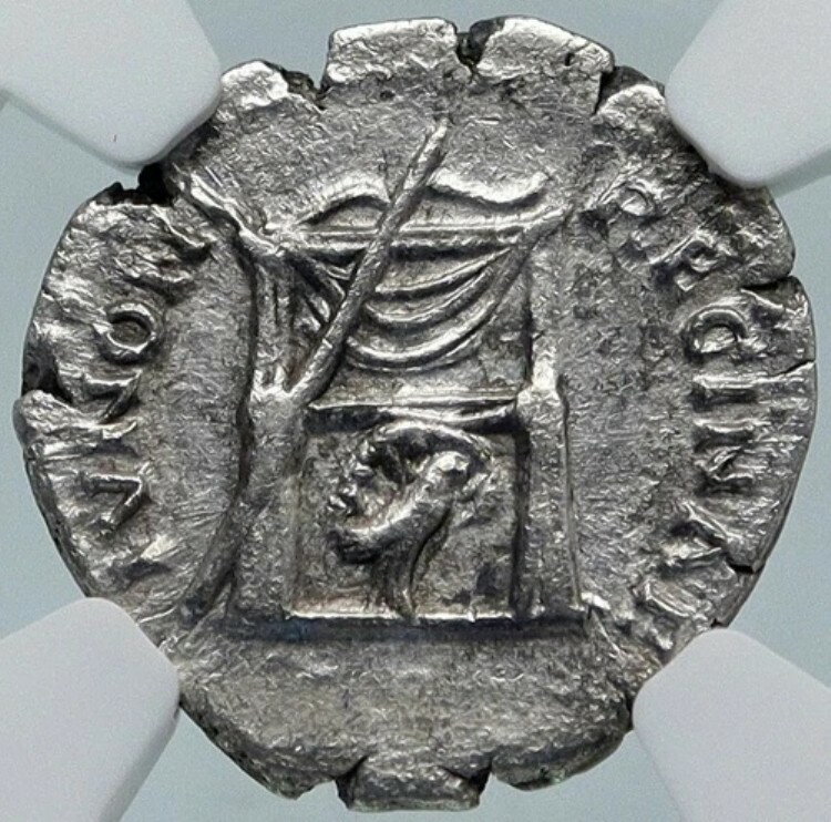 ファウスティナ1世 生涯発行 ローマ銀貨 孔雀の玉座 NGC i85410