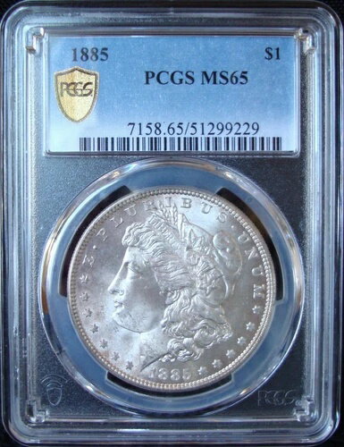 1885年モルガン銀貨 - PCGS MS 65 - ゴールドシールド