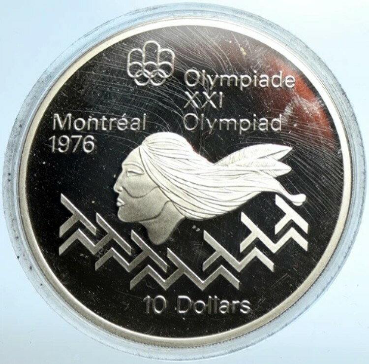 1975年 カナダ エリザベス2世オリンピック モントリオール 男子ハードル PF シルバー 10 コイン i103507