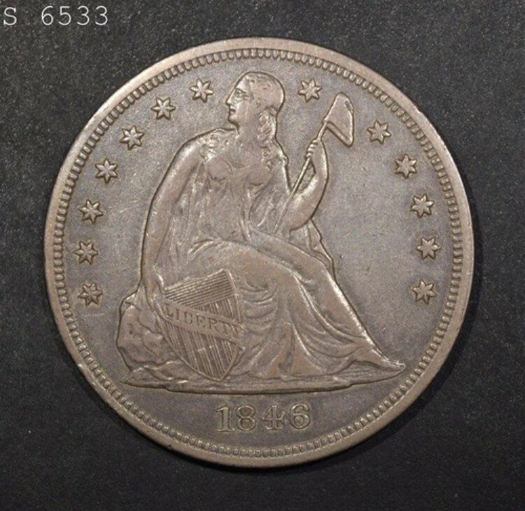 1846年 リバティ・シーテッド・ドル "XF" *1点目以降はSH無料*