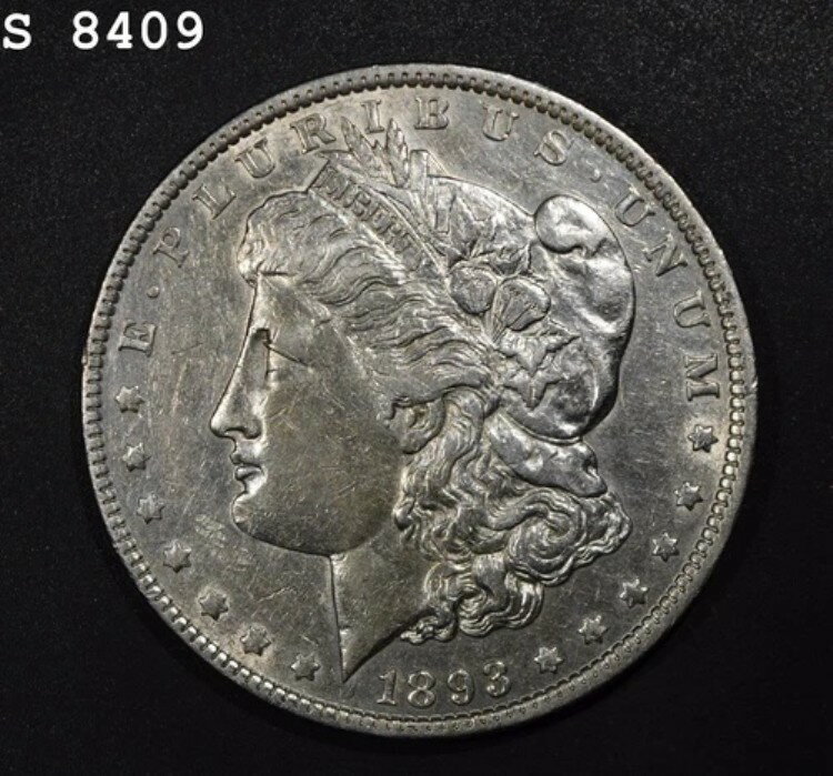 1893年 モルガン銀貨「AU+」 *1点目以降は送料無料*