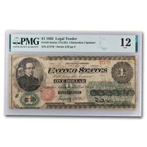 1862年 1.00ドル 法定通貨 サーモン・P・チェイス CH F-12 PMG (Fr#16)