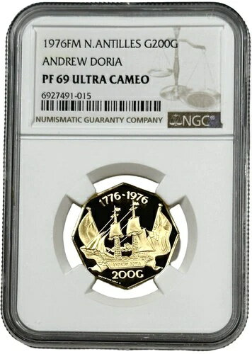 1976年 FM オランダ領アンティル諸島 金貨 200 ギルデン アンドリュー・ドリア 0.23オンス コイン NGC ..