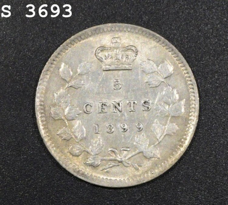 1899年カナダ銀貨5セント「XF/AU」*1点目以降は送料無料*
