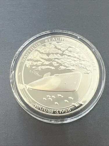 ノーチリス号が北極点に到達 1958年8月3日 銀貨 .925 フランクリンミント #1479