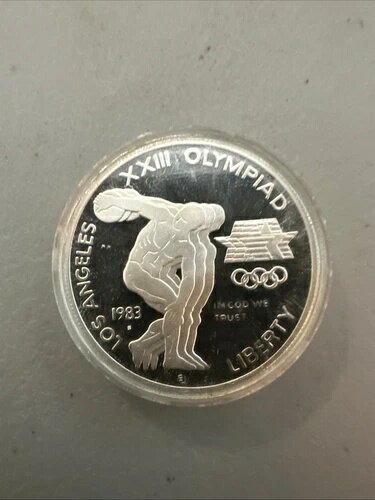 ロサンゼルスオリンピック円盤投げ選手記念 1983年 S 90% 銀貨 1ドル硬貨