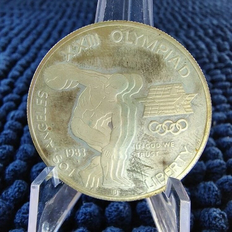1983-S オリンピック記念銀貨プルーフ 1ドル - 円盤投げ選手用 - 銀90%