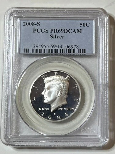 2008年 S ケネディ シルバー ハーフダラー 50セント PCGS PR69DCAM