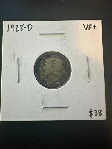 1928-D マーキュリーダイム - エクストラファイン（VF+）トーン - 銀90%